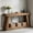 Brown, variant on Fnova 70" Farmhouse Console Table, Long 2-Tier Entryway Table with X-Shaped Metal Support, Narrow Wood Sofa Table for Living Room, Hallway, Behind Couch, Dark Brown