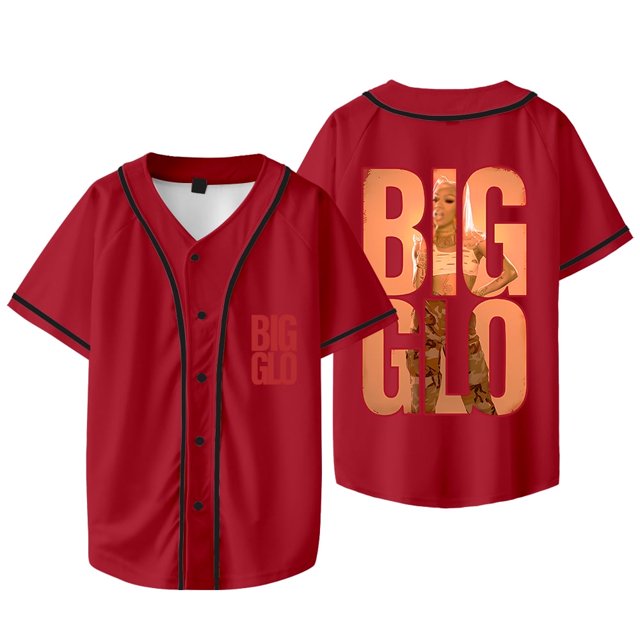 GloRilla Big Glo Veste de Baseball Tee The Glorious Tour Merch Cosplay Unisexe T-Shirts à Manches Courtes, Style 6,S