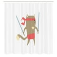 thumbnail image 3 of Ambesonne Cat Shower Curtain, Samurai Figh Kitty Ninja, 69"Wx75"L, Red Brown, 3 of 5