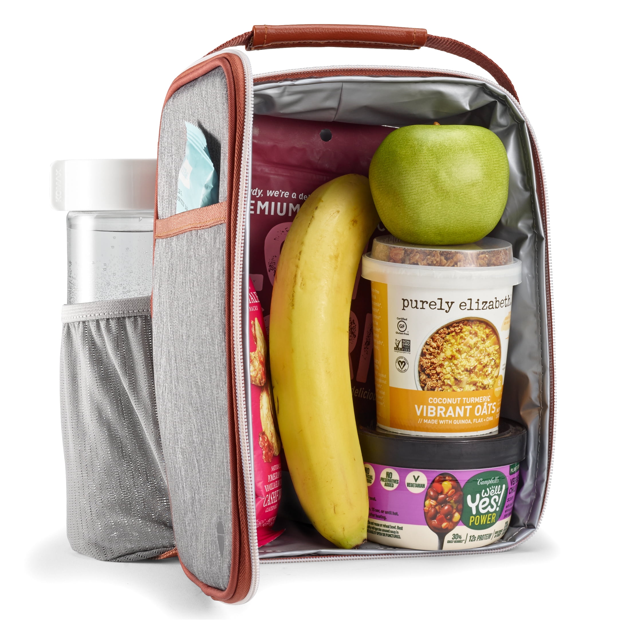 Acorn St by Fit & Fresh Vertical Insulated Reusable Lunch Bag for Men, Women, Kids, Steel