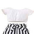 thumbnail image 5 of Toddler Girl Summer Outfits Set  Short Sleeve Button Down Crop Top Striped Shorts with Belt MHX, 5 of 5
