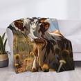 thumbnail image 3 of Yiaed Countryside Flower Cow Print Blanket Throw Blanket Soft Cozy Flannel Blanket for Home Bed Sofa Couch Chair-80"x60", 3 of 6
