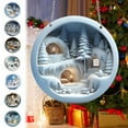 thumbnail image 1 of Decoraciones navideñas redondas de acrílico - Cartel colgante de casa de nieve en el bosque con cuerda, decoración de pared de 20x20 cm para árbol navideño y repisa, 1 of 6