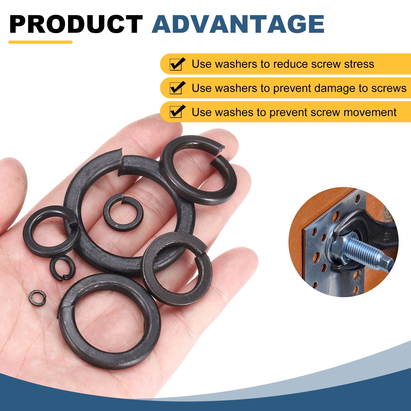 80 Pcs M16 Split Lock Washer Spring Lock Washer 16.5mm ID 25mm OD 4.12mm Thick