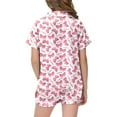 thumbnail image 6 of Gunia Silk Pajamas For Girls Bow Satin Valentines Day Cute Bow 2 Piece Button Up Shorts Sets 2-13T Sleepwear Loungewear Pjs Pajama White Size 3-4 Years, 6 of 6