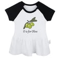 thumbnail image 2 of iDzn O is for Olive Funny Dresses For Baby, Newborn Babies Skirts, Infant Princess Dress, 0-24M Kids Graphic Clothes (Black Raglan Dresses, 0-6 Months), 2 of 5