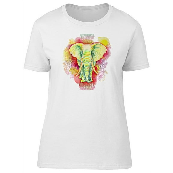 Floral Watercolor Elephant T-Shirt Women -Image by Shutterstock, Female Large