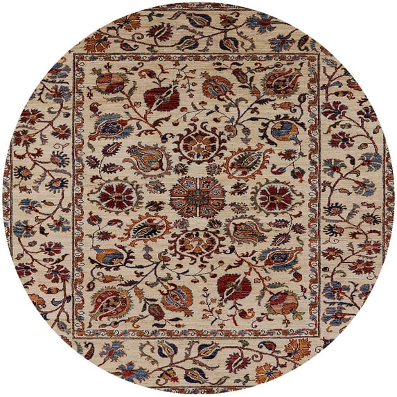 Ahgly Company Machine Washable Indoor Round Industrial Modern Red Brown Area Rugs, 4' Round