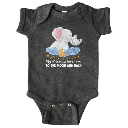

Inktastic My Meemaw Loves me to the Moon and Back Elephant Family Gift Baby Boy or Baby Girl Bodysuit