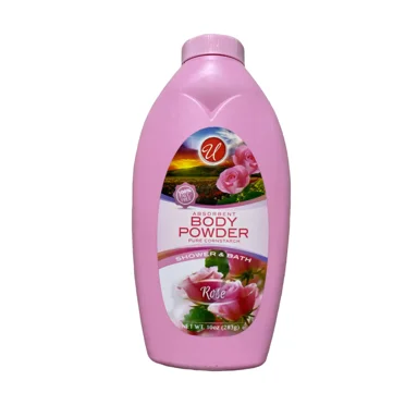 Absorbent Body Powder, Rose Scent, 8 oz, 100% Talc-Free Pure Cornstarch, Shower & Bath Powder, Keeps Skin Fresh and Soft