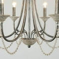 thumbnail image 4 of Silver Metal & Wood Beaded Pendant Light, 5-Light French Country Farmhouse Chandelier Rustic Grey Hanging Light Fixture for Dining Room Foyer Living Room Entryway, 4 of 5
