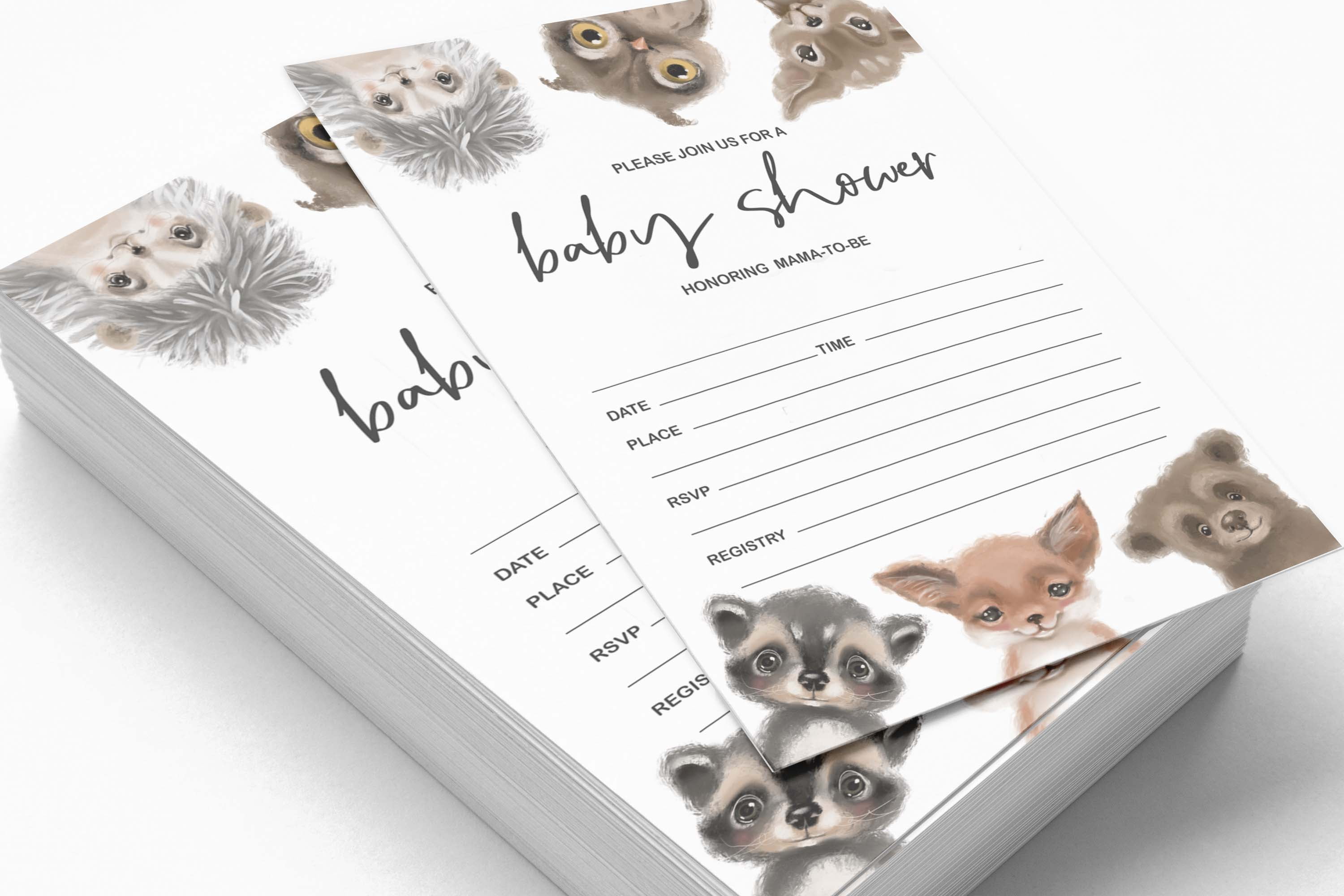 Inkdotpot Set Of 30Safari Baby Shower Invitations-Diaper Raffle Tickets And Baby Shower Book Request Cards Jungle Animals Invites Its A Boy Its A Girl