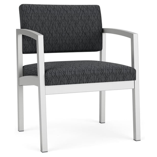 Lenox Fauteuil d'Appoint Surdimensionné en Acier pour Réception / Acier Argenté / Gris Foncé