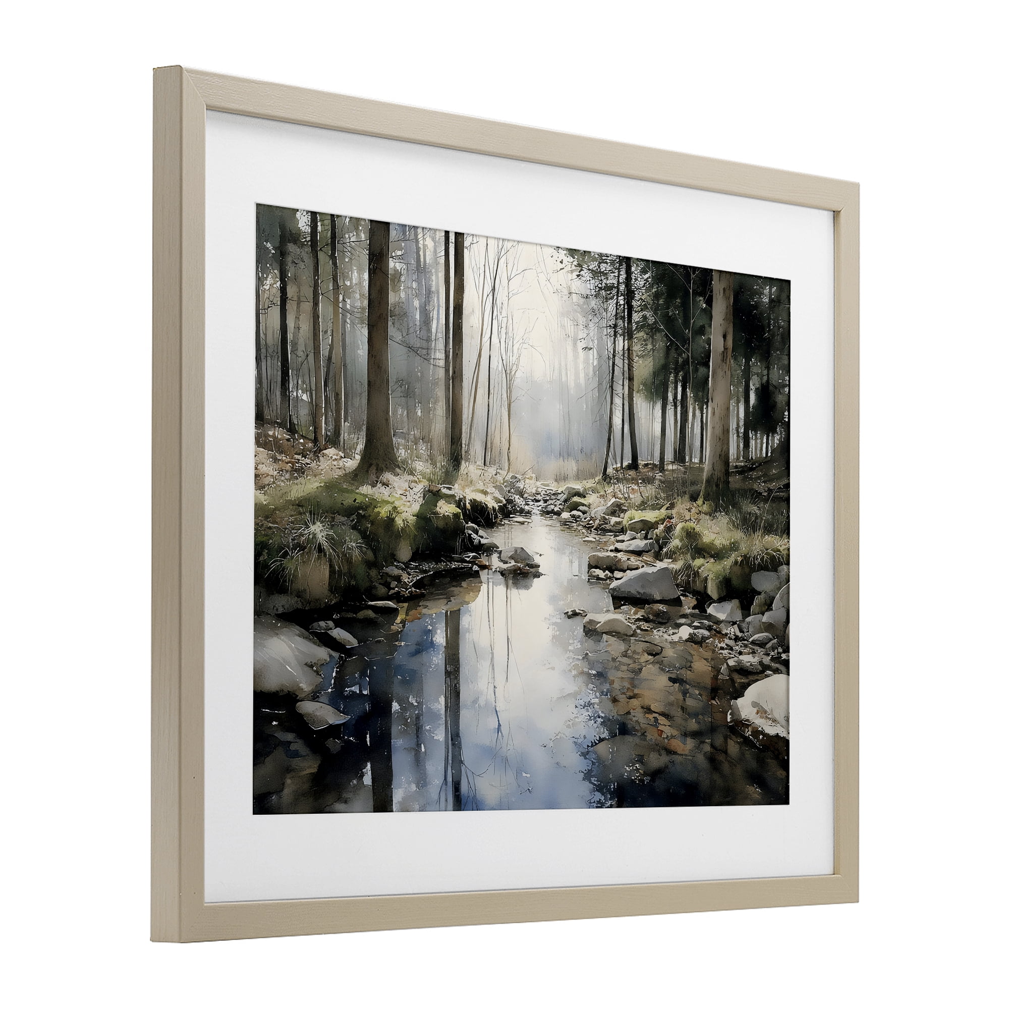 Stupell Industries Rock Creek in Morning Mist Birch Framed Print Under Glass, design by Franklyn Gregory