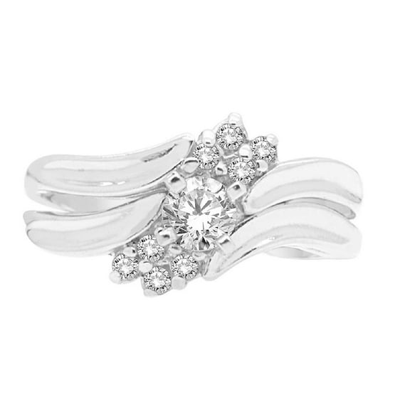 1/2 Carat Diamond Bridal Set Ring In 10K Solid White & Yellow Gold