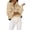 Khaki, variant on Women's Slouchy Waffle Knit Sweater 1/2 Button Polo Collared Pullover Striped Sweater Tops