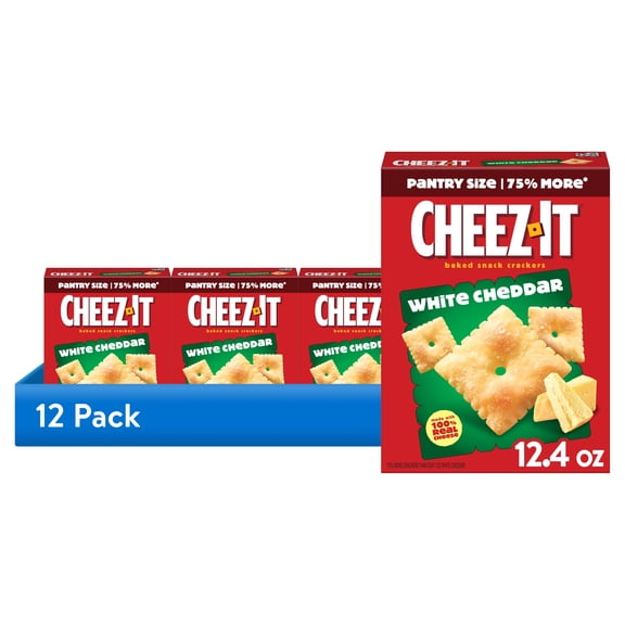 (12 pack) Cheez-It White Cheddar Cheese Crackers, Baked Snack Crackers, 12.4 oz