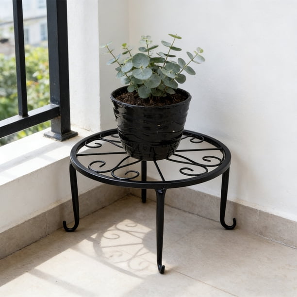 Soporte para plantas de hierro forjado – Estante para macetas de pie para uso interior y exterior, estante decorativo para plantas en maceta para la decoración del hogar, balcón, sala de estar.