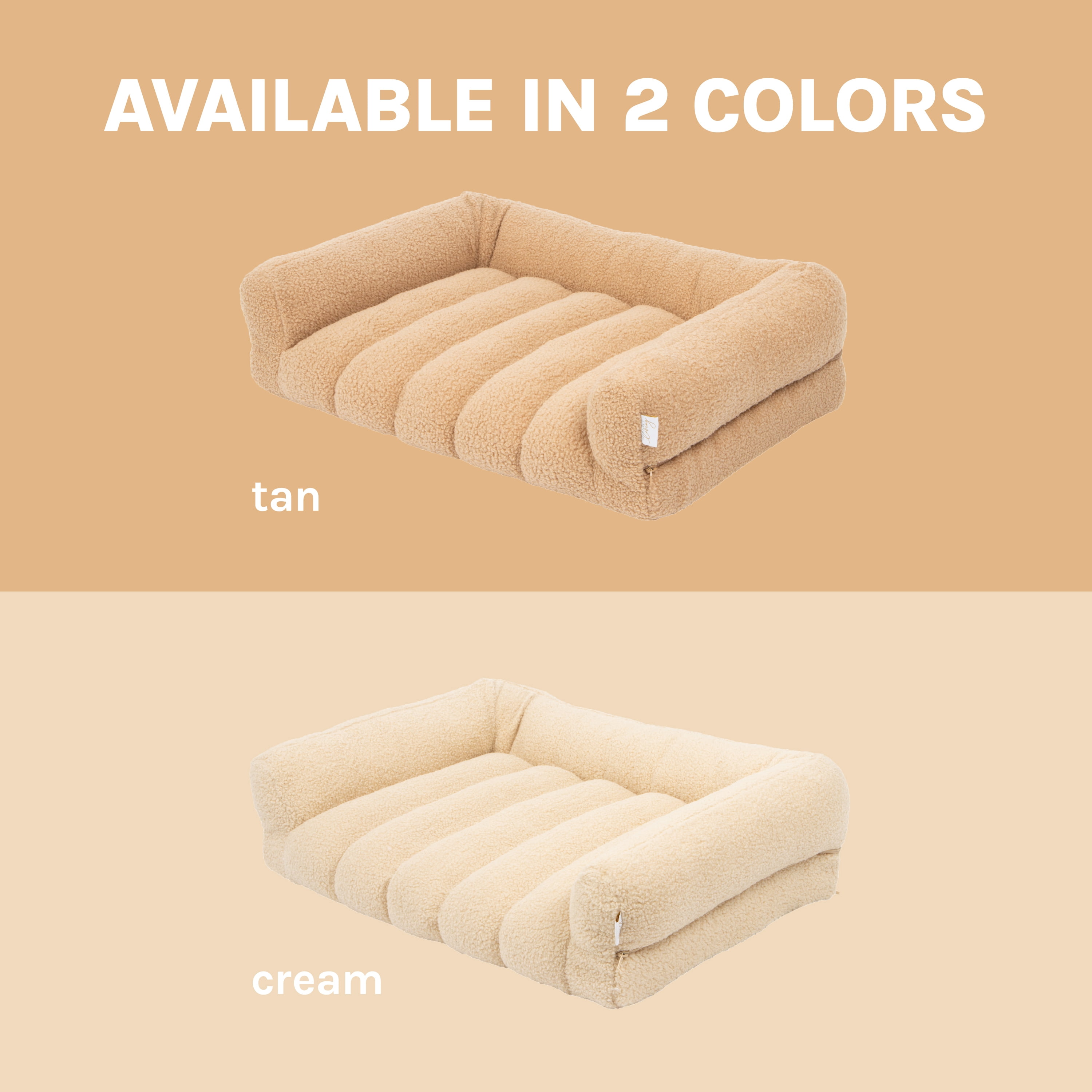 SportPet Designs Quilted Sherpa Sofa-Style Pet Bed Lounger, Brown, Large, 35 in x 25.5 in x 8 in