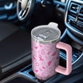 thumbnail image 6 of Pink Breast Cancer Awareness Pattern Tumbler with Handle and Lid,40oz Double Wall Vacuum Insulated Tumbler,Cups Gift for Women and Men, 6 of 7