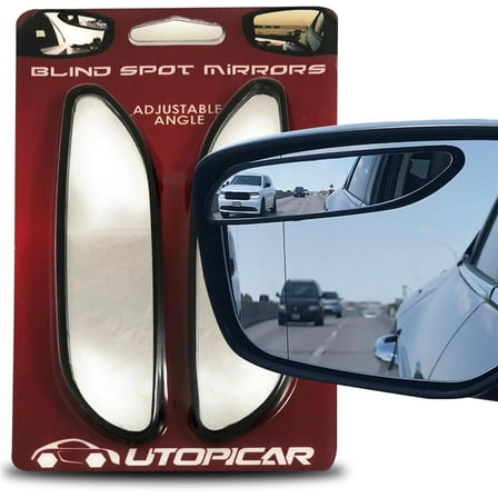 Utopicar Adjustable Blind Spot Convex Car Mirror Model Long, 2 Pack