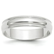 Oxford Ivy Men's Solid 10K White Gold 5mm Classic Milgrain Wedding Band ( Available Sizes 7-14) Ring Size 11