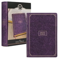 KJV Holy Bible, Giant Print Full-size Faux Leather Red Letter Edition - Thumb Index & Ribbon Marker, King James Version, Purple Floral