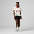 thumbnail image 3 of Women's Mitchell & Ness Cream Alabama Crimson Tide Cropped Ringer T-Shirt, 3 of 7