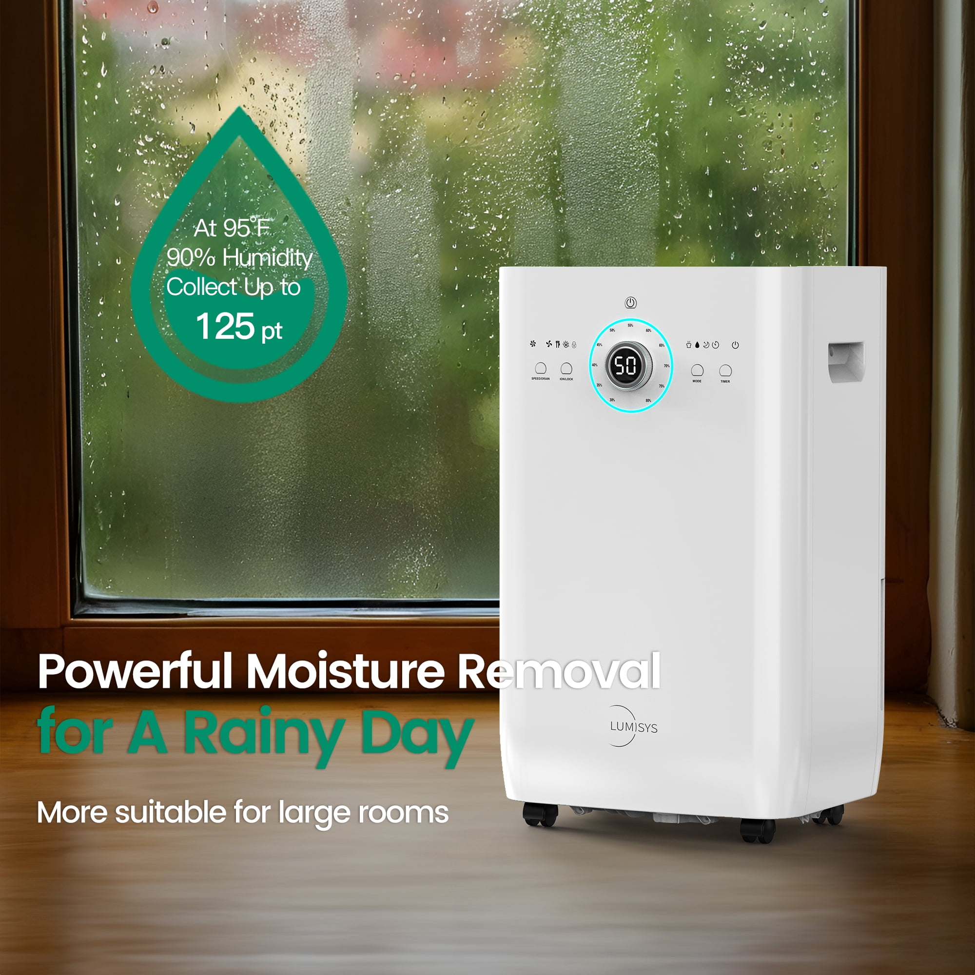 125 pt. 8,500 sq. ft. Commercial Dehumidifier with Pump in White