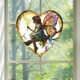 thumbnail image 7 of Qiweii Winged Angel Fairy with Heart Acrylic Ornament, Hand-Painted Sun Catcher for Window, Garden Decor, Hanging Circle Plaque for Home, Nursery, Porch, 7 of 7