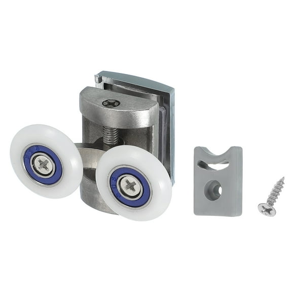 25mm Shower Door Rollers, Sliding Shower Doors Wheels Top Wheels with Block & Screws for 6mm Silver