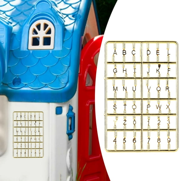 1/12 Doll House Letters Numbers, Plastic Doll House Accessory Model Board for House Number for DollHouse Gold