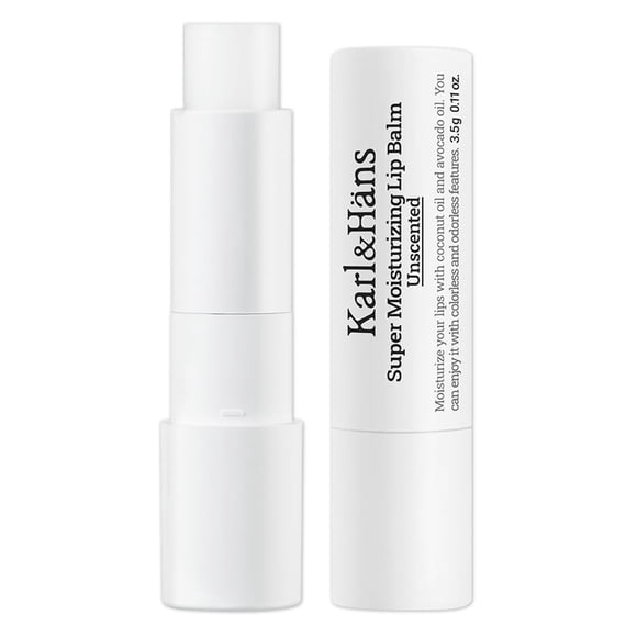 Bálsamo labial súper hidratante Karl&Hans, sin perfume con aceite de coco y aguacate para reparación y cuidado de labios, alivia e hidrata los labios secos con fórmula natural y nutritiva, 1 unidad