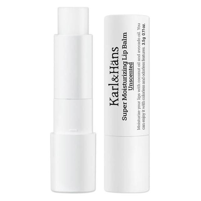Bálsamo labial súper hidratante Karl&Hans, sin perfume con aceite de coco y aguacate para reparación y cuidado de labios, alivia e hidrata los labios secos con fórmula natural y nutritiva, 1 unidad