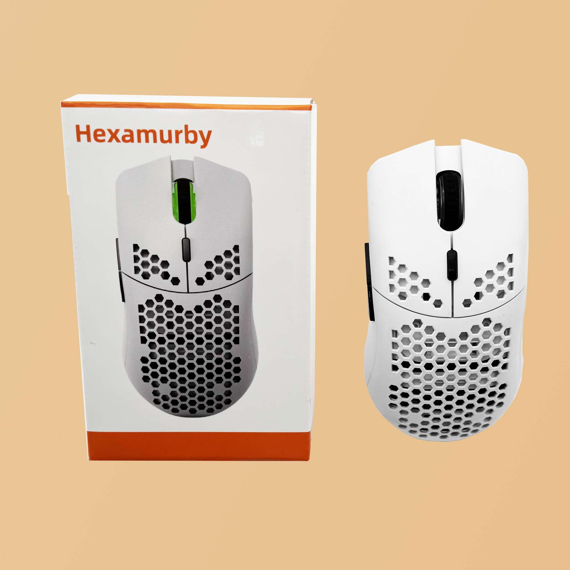 Hexamurby Ultralight Wireless Gaming Mouse,6 Kinds RGB Backlit,5 Levels Adjustable,Lightweight Honeycomb Shell Mice for PC Gamers(White)