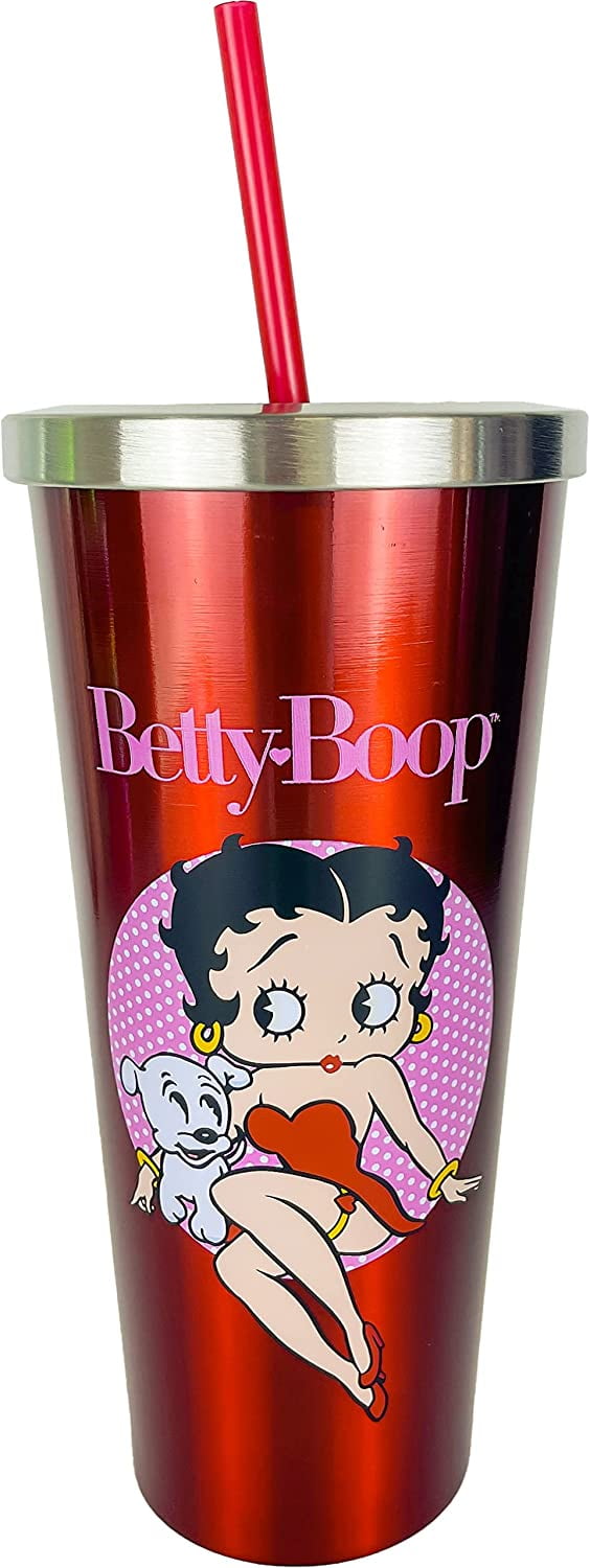 Spoontiques - Insulated Travel Mug - Betty Boop Hearts Ceramic Coffee Cup -  Coffee Lovers Gift - Funny Coffee Mug - 15 oz - Black