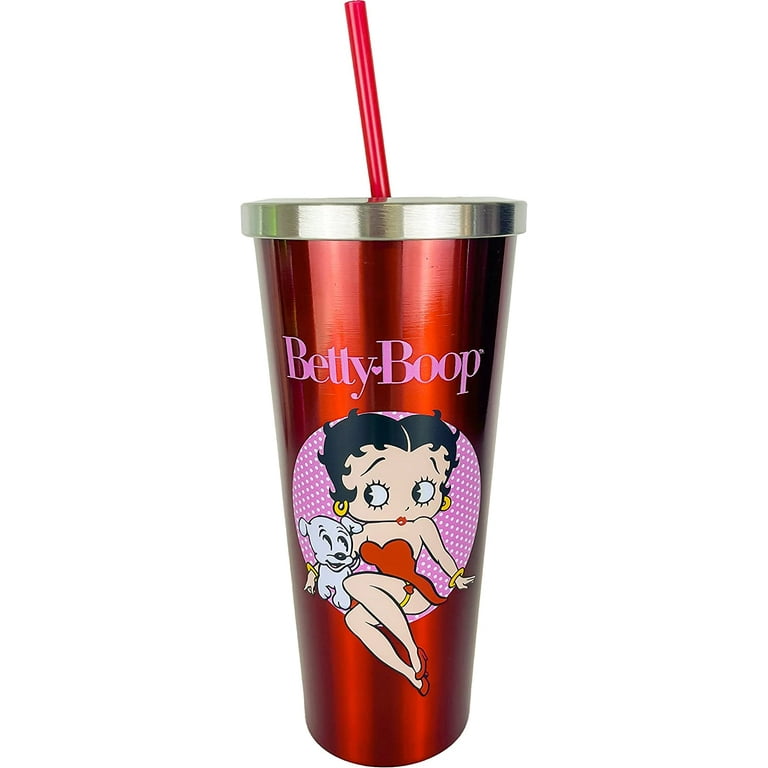 Spoontiques Betty Boop Stainless Steel Cup with Straw - Stainless Steel  Drinkware Tumbler - 24 Oz. 