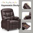 thumbnail image 2 of Resenkos Kids Recliner Chair with Cup Holder and Footrest for Children-Brown, Kids Chairs for Kids, 2 of 7