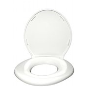 Big John Products Siège de toilette allongé standard à devant fermé avec couvercle, blanc