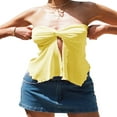 thumbnail image 3 of Hauts de Tube Bustier Sans Manches Torsadée Noeud Bandeau Sortir Tops Chemise Dos Nu, 3 of 7