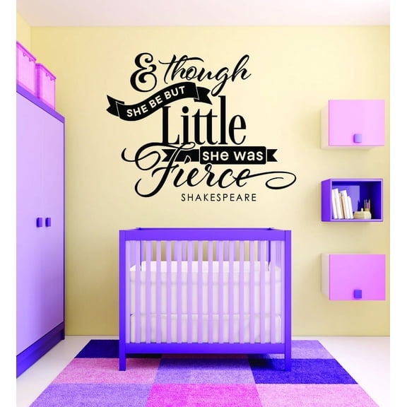 Living Room Art & Though She Be But Little She Was Fierce Shakespeare Quote Baby Girl 12x18 Inches