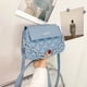 thumbnail image 3 of Bolso de hombro de cuero con entramado retro Bolsos de cadena de color puro para mujer (Azul) Likrtyny Para estrenar, 3 of 9
