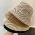 thumbnail image 2 of CoCopeaunts Plain Bucket Hat Women Girls Winter Warm Solid Color Beanie Hat Chunky Cable Knit Hats Foldable Floppy Knitted Cap, 2 of 8