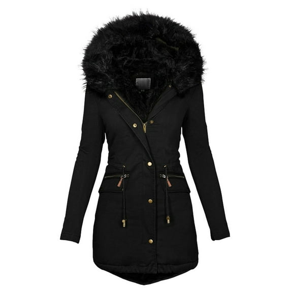 asdoklhq Womes Plus Clothing Clearance Solid Women Casual Thicker Winter Slim Coat Overcoat