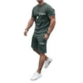 thumbnail image 2 of Paris Letter Graphic Short Sets for Men Crewneck T Shirt and Shorts 2 Piece Matching Set Mens Summer Outfits, 2 of 4