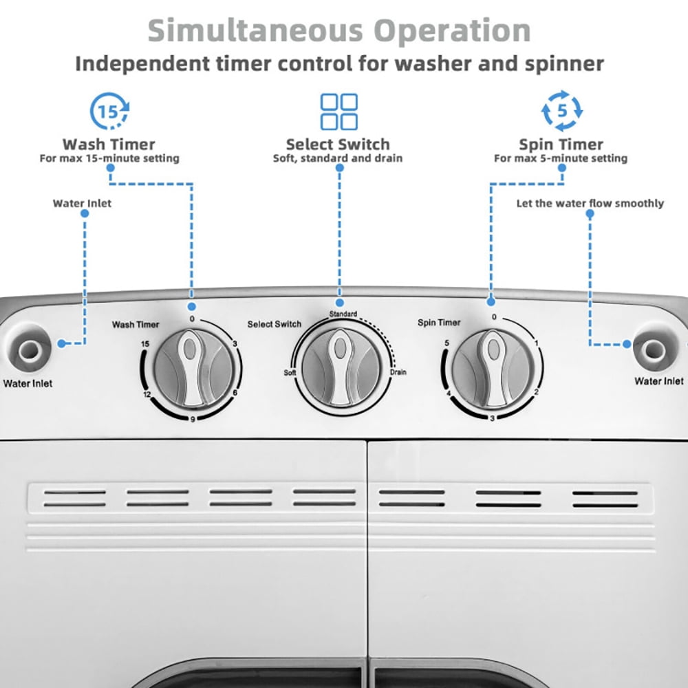 GVN Space Saving Full-Automatic Washer,Washing Machine,8 lbs Portable Mini Twin Tub Spinner Semi-Automatic Washing Machine