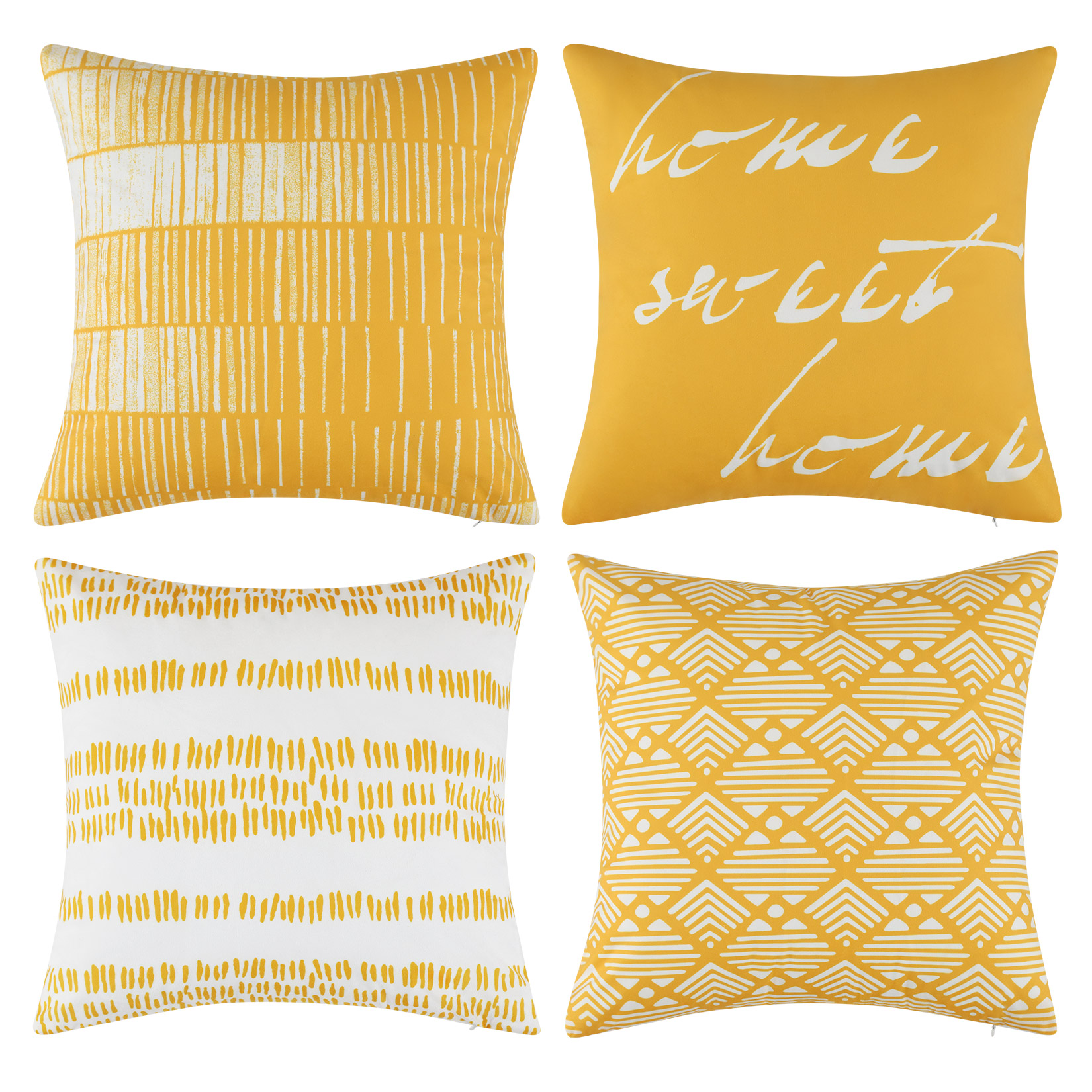 Haperlare 4 Packs 18"x18" Yellow Throw Pillowcases for Couch Geometric