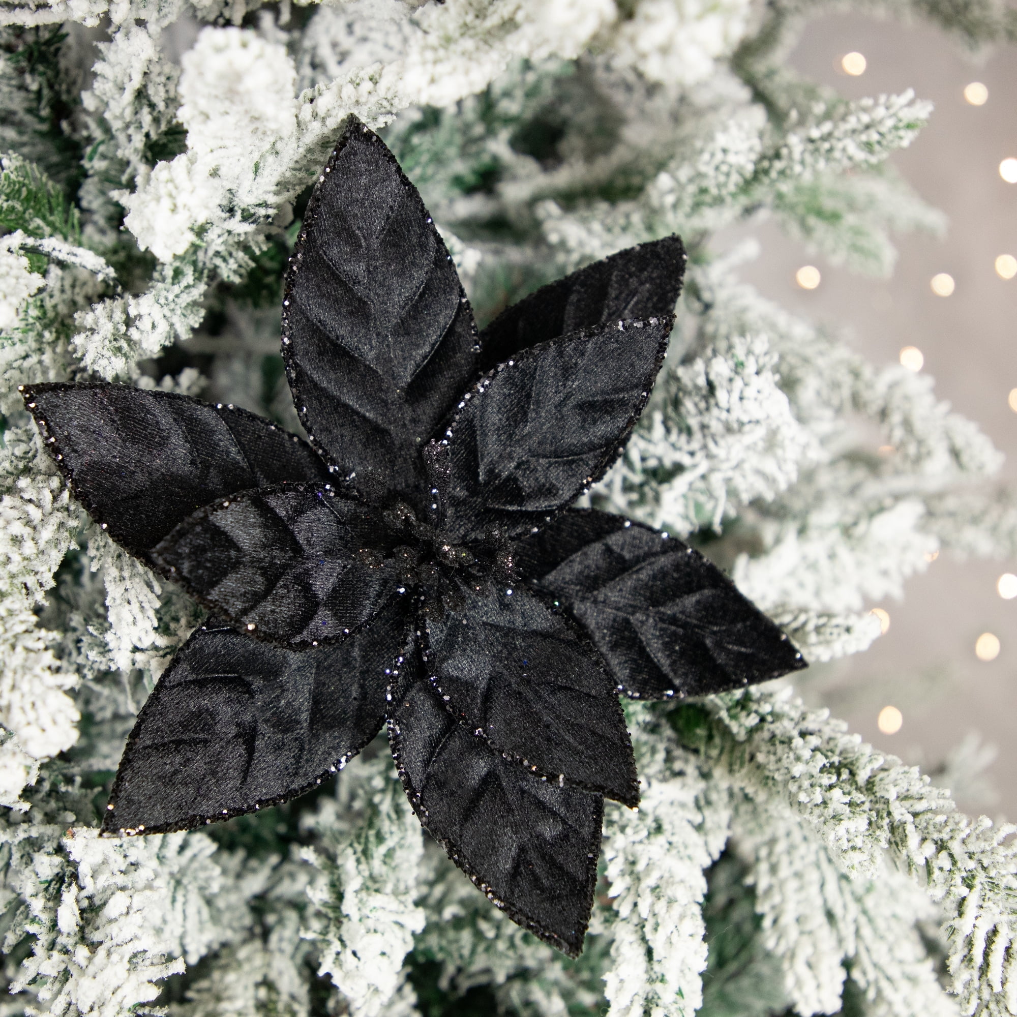 Northlight 10" Glittered Poinsettia Christmas Floral Clip Red