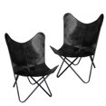 thumbnail image 1 of AmeriHome BFCLCBLK2 Natural Leather Butterfly Chair in Black, 2 Piece Set, 1 of 1