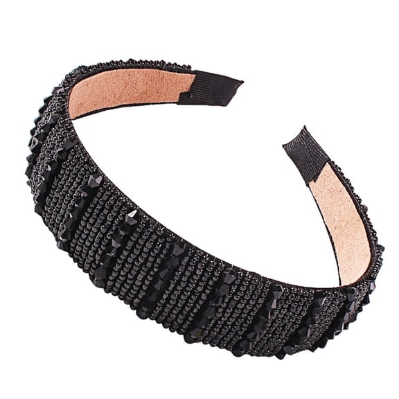 AURARMLET 1Pc Black Wedding Headband Crystal Hair Hoop for Bridesmaids and Banquets